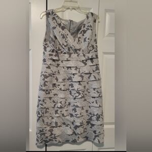 London Times Gray Floral Dress Size 12
